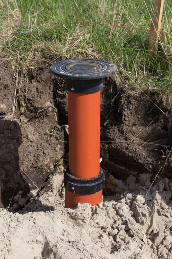 Sewer Pipe near road construction site