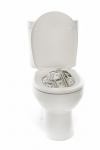 Toilet filled with money