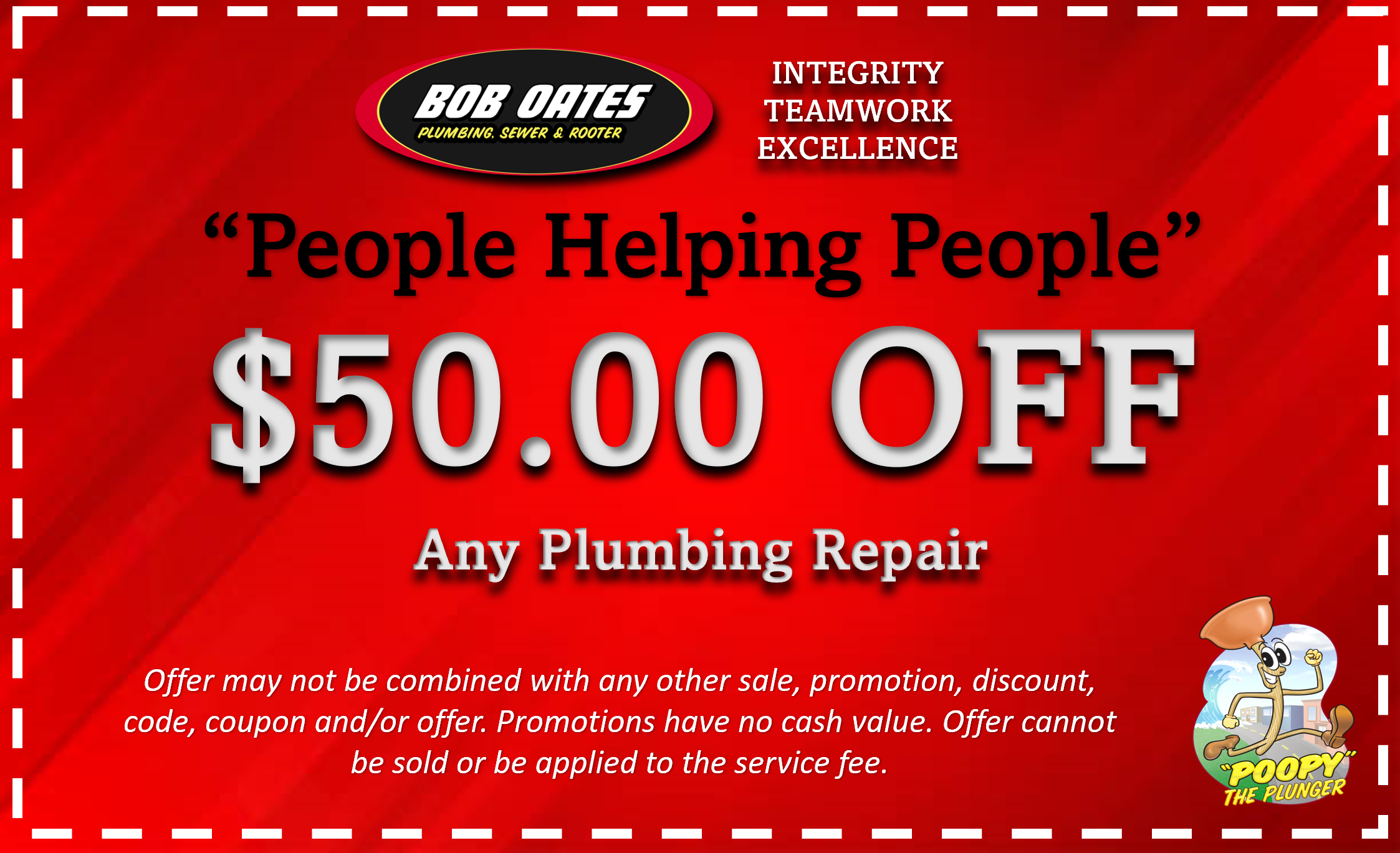 Coupon for $50 off any plumbing repair