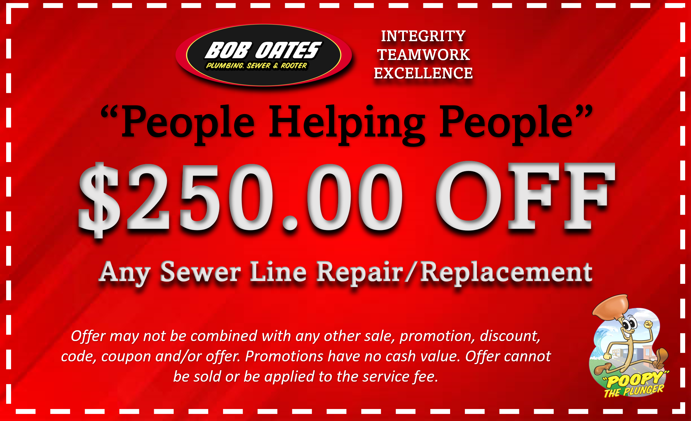 Coupon for $250 off any sewer line repair or replacement
