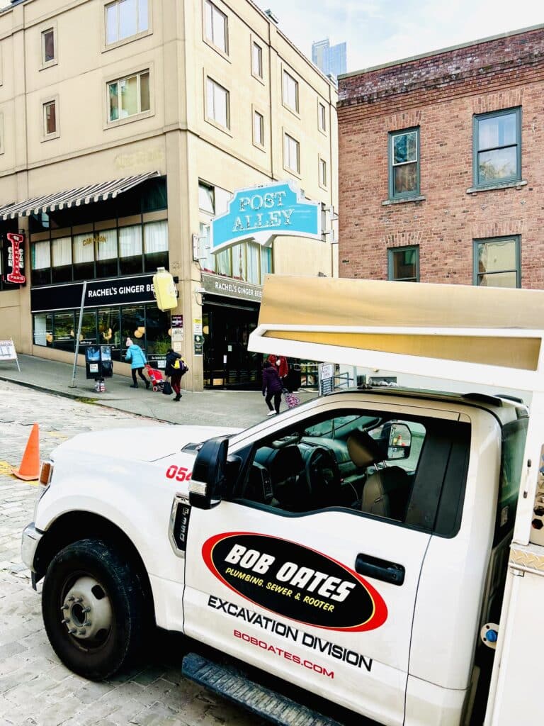 Bob Oates Plumbing Truck in Downtown Seattle near Pike Place Market