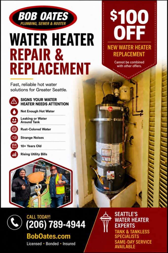 Bob Oates coupon: $100 off new water heater replacement