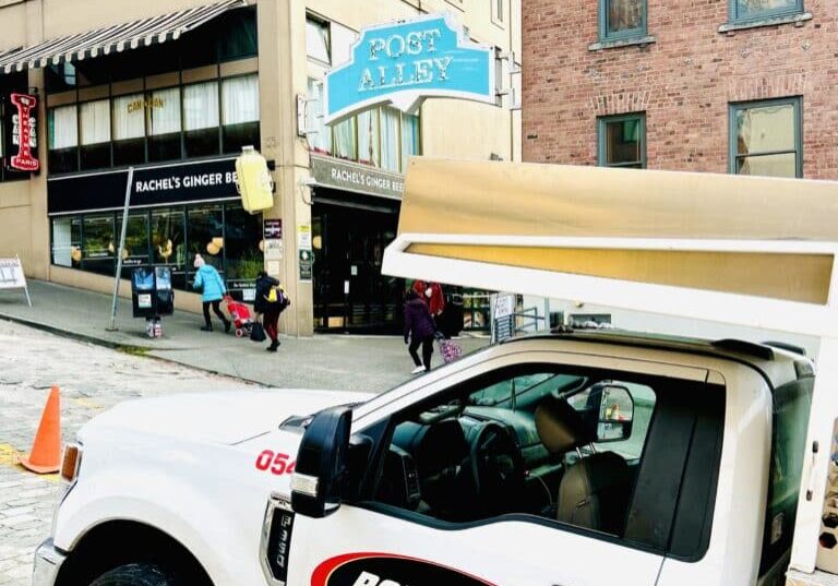 Bob Oates Plumbing Truck in Downtown Seattle near Pike Place Market