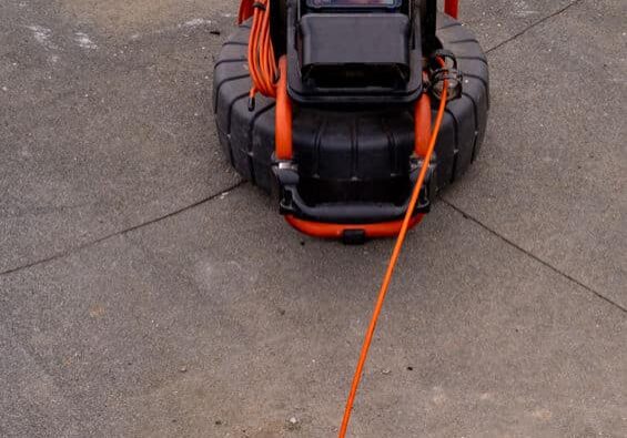 Portable sewer inspection camera used to inspect underground pipes through a cleanout